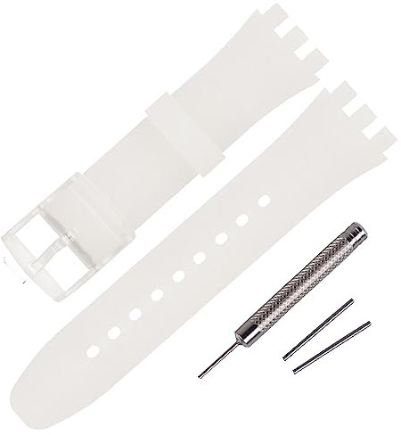 Rihahisy Bracelet de montre en caoutchouc de silicone ultra fin de 16 mm pour Swatch, 16 millimeters, Silicone, Pas de gemme