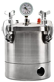 LeTkingok 5L Stainless Steel Vacuum Defoaming Barrel, Small Vacuum Drying Box Vacuum Chamber Container AB Glue Vacuum Pump Tank with Vacuum