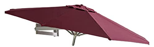 LBONG Wandschirm,Alu Sonnenschirm Balkon Ampelschirm mit Metallmast Balkonschirm mit Wand Halterung ohne Schirmständer (2.2m(7.2ft),Burgundy)