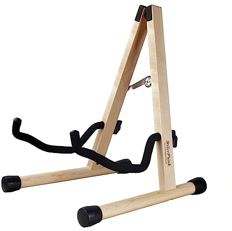 HilerPunk Soporte para Guitarra Acústica y Eléctrica de Madera Maciza, Marco A Ajustable para Bajo, Violonchelo, Banjo, Mandolina, Ukelele