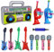 ZJRung Aufblasbare Instrumente Buntes Aufblasbare Gitarre Mikrofone Bess Aufblasbares Horn Funkgeräte + Luftpumpe für Feiern Karneval Disco Party