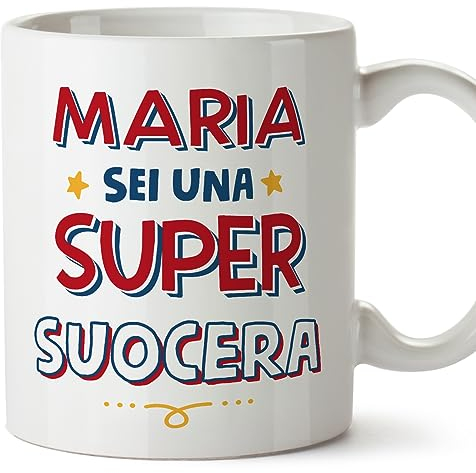Mugffins Tazza Personalizzata in ceramica per SUOCERA 11 oz / 350 ml - In italiano - Sei Super - Idea regalo per compleanno, anniversario, natale