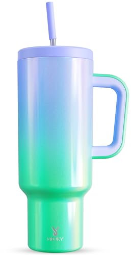 Meoky 50 oz Tumbler with Handle, Tumbler with Lid and Straw, Insulated Stainless Steel Travel Mug, 100% Leak-proof, Keeps Cold for 36 Hours or Hot for 12 Hours (Fairyland)