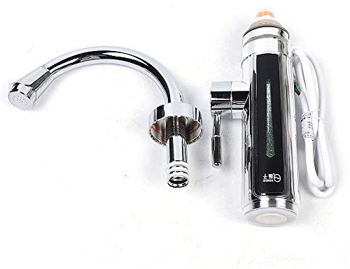 Wasserhahn mit Durchlauferhitzer, Wasserhahn Smart Heizung IPX4, 3300 W LED Sofort Warm Küchearmatur, Silber, Kann 360° Drehen, für Küche, Wohnmobil, Badezimmer