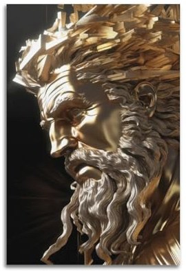 VZRSQZK Poster mit goldenem Zeus, griechischer Gott, dekoratives Gemälde, Leinwand-Wandposter und Kunstdruck, modernes Familienschlafzimmer-Dekor-Poster, 20 x 30 cm