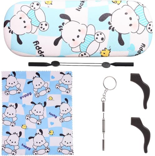 DIKLEY Confezione da 3 custodie rigide per occhiali con cartoni animati, custodia protettiva per adolescenti e bambini, con custodia per occhiali in tessuto, custodia per occhiali da sole per ragazze,