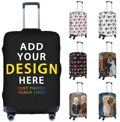 Naispanda Personalisierte Koffer Abdeckung mit Bild Text, Personalisierter Gepäckabdeckung, Personalisiertes Reisekoffer-Abdeckung Zubehör, Individuelle Koffer-elastische Schutzhüllen 18-32 inch