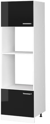 Vicco Hochschrank R-Line, Schwarz Hochglanz, 60 cm