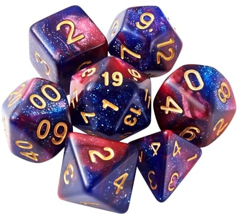 Dzxin DND - Juego de dados poliédricos de 7 piezas para Dungeons and Dragons RPG MTG, juegos de mesa (azul fucsia)