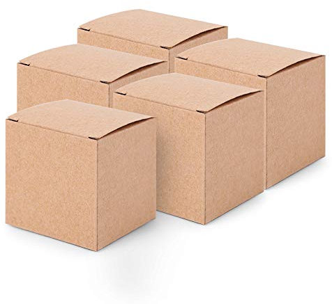 50 Pack Brown Gift Boxes, Small Collapsible Retro Kraft Paper Boxes Party Treat Favor Boxes Craft Carton Set Wedding Party Supplies for Gifts, Crafting, Cupcakes