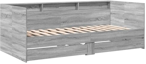 vidaXL Tagesbett, Gästebett mit 2 Schubladen mit Rollen, Schlafsofa für Schlafzimmer, Bettsofa Sofabett Daybed Bett, Grau Sonoma 90x190cm Holzwerkstoff