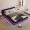 FEZTOY LED Polsterbett 140x200 cm mit Lattenrost, Bodenbett Kunstleder - Bogendesign Bett Jugendbett Bettgestell Doppelbett, ohne Matratze, Schwarz