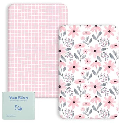 Yoofoss Juego de 2 Sábanas Bajeras Ajustables para Cuna de Bebé 70x140 cm Protector de Colchón Cubrecolchones Bebe Microfibra Suave y Transpirable para Cuna Sabanas Capazo Cubre Colchon