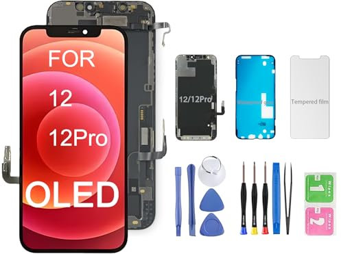 HQESTARX [OLED] for iPhone 12/12pro Screen Replacement OLED kit .[NOT LCD] 6.1 Inch.3D Touch OLED Display digitizer Touch Screen Assembly with Repair Tool+Screen Protector.