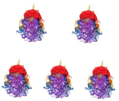 GALPADA 5St Einhorn Perücke Regenbogen gewellte Perücke Regenbogenperücke Cosplay-Einhorn-Perücke Curly Wig lockenwickler perücke Cosplay-Versorgung farbige Einhornperücke chemische Faser