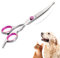 Hunde Scheren, Rosa Gebogene Schere Fellschere Für Hund und Katze Sicherheit Runde Spitze Grooming Schere, Edelstahl-Fellschere für Hunde und Katzen (Rosa)