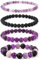 Aidenn Amethyst Armband Damen Naturstein Edelstein Perlenarmband Damen Lavastein Lepidolith Armband Heilsteine Armband Anti Stress Perlen armbander set,Handmade Schmuck Geschenk