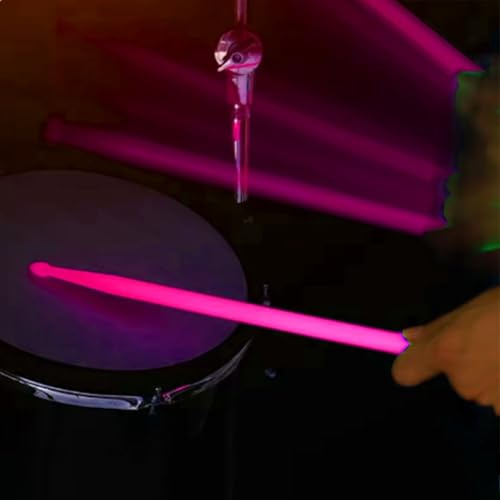1 Paar leuchtende Drumsticks aus Nylon, 5 A, leuchtende Drumsticks, leuchtet im Dunkeln, fluoreszierende Trommelteile für Erwachsene und Kinder (Rosa)