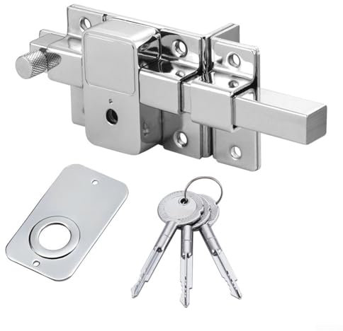 HEBEOT Mortrise Lock Long Throw Gate Lock for Wooden Gate Solid Iron Bolt Door Lock with Zinc Alloy Cover for Swing Doors and Garden Fences 20.3 * 6.7cm(2009CR - Right)