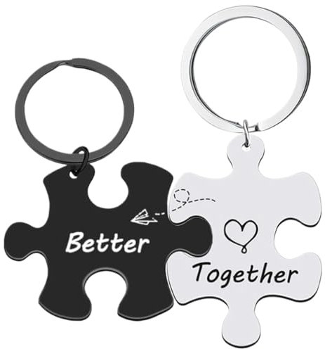 PNPGDYKR Porte Clés Couple Amoureux Puzzle, Porte Clef Couple, Cadeau Porte-clés idéal pour couple petite amie petit ami, Saint Valentin Cadeau