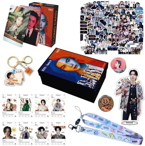 SZTVECFW Suga Agust D-Day-Album-Fotokarten, Bt K-Min Yoon Gi-Merchandise-Geschenkset, Jungkook J-Hope Jin Jimin Rm Suga-Merch/Mehrfarbig