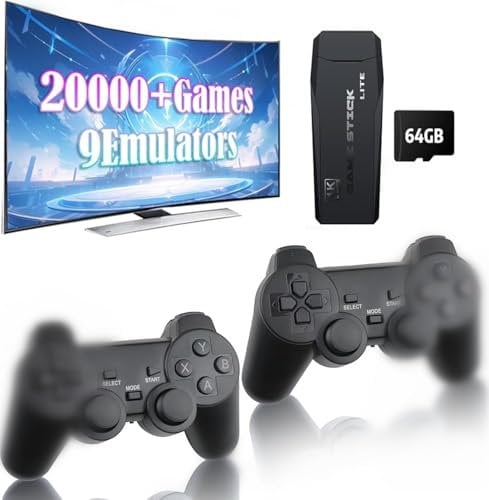 AMANKA Console Retrò Portatile con Emulatore, Game Stick Plug and Play con 2 Gamepad Wireless, Uscita HDMI 4K per Adulti e Bambini