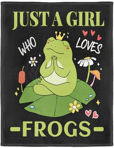 YISUMEI Frosch-Fleece-Überwurfdecke, Just A Girl Who Loves Frogs, Geschenk für Mädchen, Frauen, Kinder, 125 x 150 cm, Schwarz