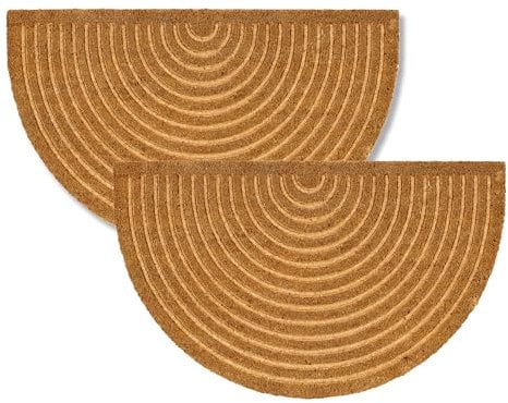 ASTRA Moderne Fußmatte Haustür - Kokosmatte 2er Set 60x90cm Halbrund Natur - rutschfeste Schmutzfangmatte - Fussmatte innen - Türmatte überdachter Außenbereich