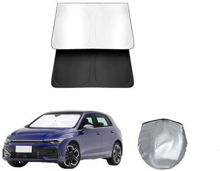 ASZSK Parasol Parabrisas para VW Golf 8 MK8 GTI GTE GTD R 2020-2025, con Bolsa de Almacenamiento, Bloqueo UV, Aislamiento térmico