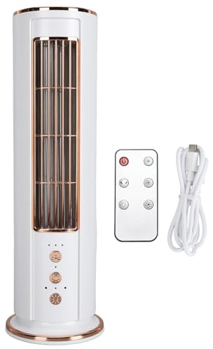 ANKROYU Desktop Bladeless Fan 3 Speed Wind Tower Shaped USB Rechargeable Fan with Remote Control for Summer Use