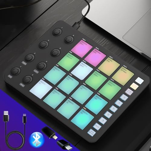 HALCONTORNO SMC-PAD Plus con adattatore Lightning di tipo C, con controller MIDI portatile M-Wave, batteria da 2000 mAh, attrezzatura da studio per registrare musica a casa