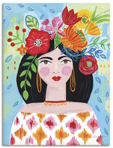 ARTLAND Wanddeko Leinwand Bilder Wandbild boho deko Flower Market aesthetic Blumenmädchen Blumen U5SR