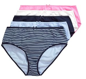 Ulla Popken Damen Midislips, 5er-Pack, Feine Streifen Unterhosen (1er Pack)