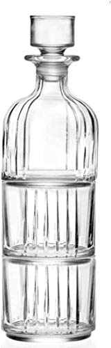 RCR Whiskyset COMBO 2-tlg. - 1 Karaffe + 2 Gläser, stapelbar, aus italienischem Kristallglas