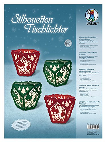 Ursus 18440002 - Silhouetten Tischlichter, Tannenbäume, Diverse Stanzteile mit filigranem Laserschnitt, gelasert und genutet, inklusive Bastelanleitung, ideal als Tischdeko