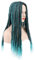 Karlery Frauen Lange Zopf Blau und Schwarz Mixed Perücke Halloween Cosplay Anime Kostüm Party Perücke