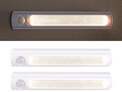 Luminea Schrank-Leuchten: 2er-Set LED-Schrankleuchte, PIR- & Lichtsensor, 0,6 W, 25 Lm, 6000 K (LED Schranklicht mit Sensor, LED-Kleiderschrankleuchte, Kleiderschrank)