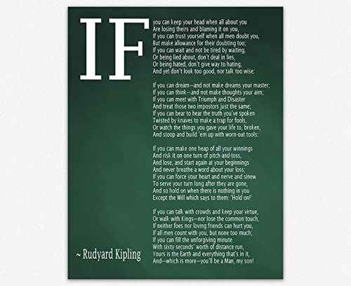 IF Poem Art Print IF Poem by Rudyard Kipling Art Print IF Poster If Poem Poster If Poem Print If Poem Wall Art If you can If by Kipling Poem (Chalkboard Green, 24 x 26)