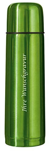 Edelstahl Isolierkanne mit Gravur / Thermosflasche / Thermoskanne / Farbe: apfelgrün