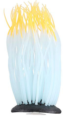 Garosa Aquarium en Plastique Herbe Artificielle Vert Réaliste Plantes sous-Marines Lumineux Aquarium Décor Fish Tank Décoration Ornement Anémone en Silicone pour Simulation Plantes d'ornement(Orange)