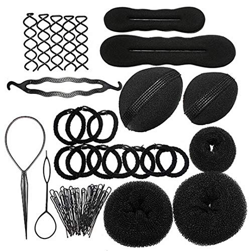 8pcs /Set Hair Styling Accessories Hair Style Tools Set Hair Braider Clip Pads Foam Sponge Bun Donut Hair Style Tools Kit For DIY