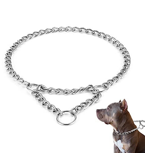 HAPPY HACHI Collier Chien en Acier Contrôle Collier de Dressage pour Chien Solide Réglable pour Animaux de Compagnies (M-2,5mmx50cm) Argent