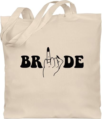 Baumwolltasche - JGA Junggesellenabschied Frauen - Bride Ringfinger schwarz - Unisize - Naturweiß - braut beutel tasche bachelorette party stoffbeutel brautbeutel jutebeutel jungesselnabschied