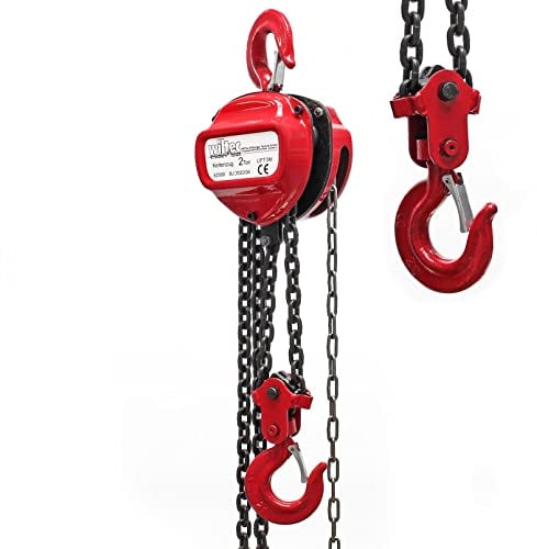 Polipasto manual de cadena 2000kg con cadena 3m y altura de elevación de 2,5m, para levantar cargas