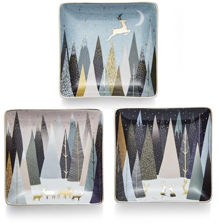 Sara Miller Portmeirion SMFP79247-XG Teller aus Porzellan, 11,8 cm, quadratisch, 3 Stück
