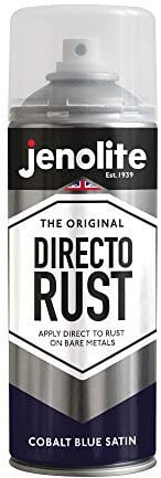 JENOLITE Directorust Spray Paint Satin Finish | COBALT BLUE | 400ml | Direct To Rust Spray Paint For Metal | All-In-One Multi Surface Paint for Metal, Wood, Plastic, Ceramic | RAL 5013
