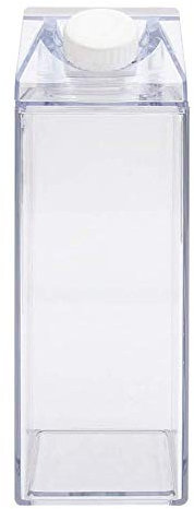 Gfdg Bottiglie di Latte Cartone di Acqua,Bottiglia di Latte Trasparente Quadrato,Bottiglie di Succo,Bottiglia d'Acqua Portatile,Sport Bottiglia d'Acqua in Plastica,per Sport,Viaggi,Campeggio(500ML)