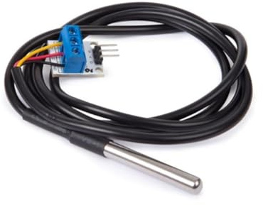 Whadda Temperatursensor, Temperaturbereich -55°C bis 125°C, 9-12 Bit, kompatibel mit Arduino, mit Adapter, schwarz