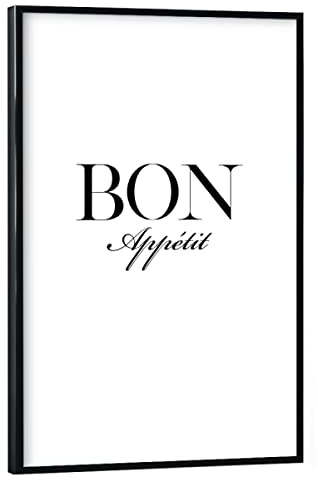 artboxONE Poster mit schwarzem Rahmen 75x50 cm Typografie Bon Appétit Artwork - Bild Bon appétit Food Kitchen