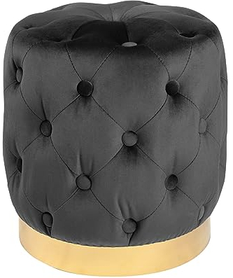 Riess Ambiente Eleganter Hocker MODERN BAROCK 37cm schwarz-Gold Samt Sitzhocker Samthocker